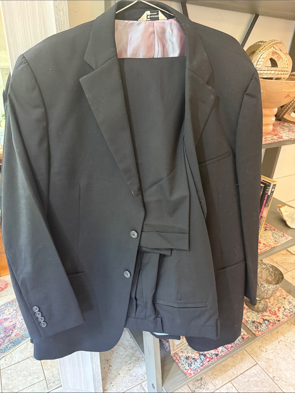 Men's Black Two-Button Suit Jacket and Trousers